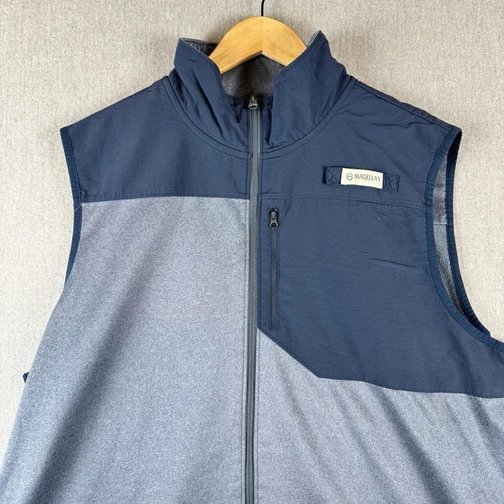Magellan Outdoors Fish Gear‎ Full Zip Vest Blue Overcast Fleece Size 2XL